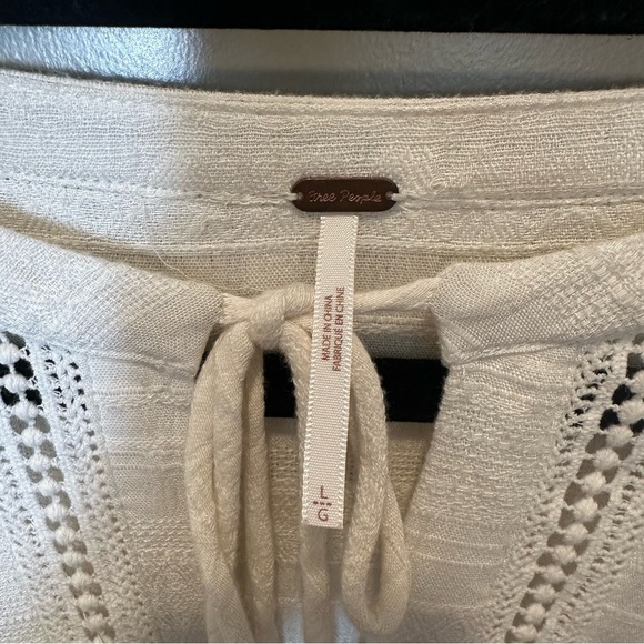 Free People Nomad Peasant Dress Size Large White Boho Flowy Crochet - Picture 7 of 7